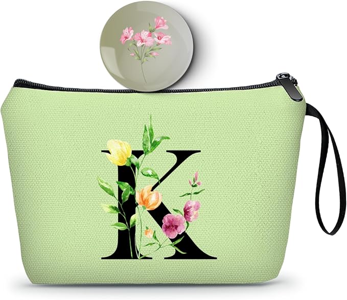 SEAMOON Birthday Thank You Appreciation Monogrammed Gifts for Mom Aunt Teacher Sister Friend Coworkers Bride Bridesmaid Makeup Cosmetic Bag with Mirror Mothers Day Christmas Graduation K