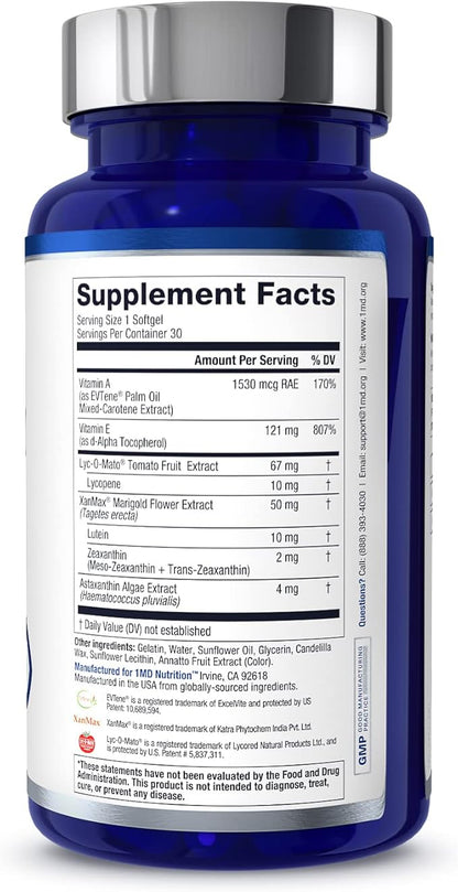 1MD Nutrition VisionMD Eye Vitamin CARMIS - with Lutein & Zeaxanthin | Supports Vision Health, Everyday Eye Strain, & Occasional Dry Eye | 60 Softgels (2-Pack)