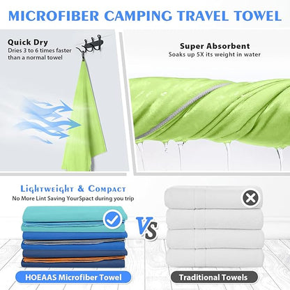 HOEAAS 2 Pack Microfiber Camping Towels