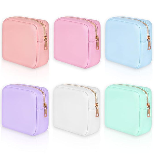 Sweetude 6 Pcs Nylon Makeup Bag Travel Nylon Pouch Zipper Cosmetic Bag for Purse Women Girls Organizer Makeup Pouch for Birthday Wedding Mother's Day Graduation Gifts(Mini,Assorted Color)