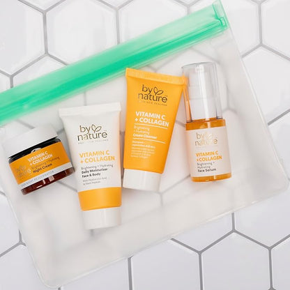 By Nature Glow To Go Vitamin C Skincare Sampler - Travel Size Skincare Gift Set, Face Care Set for Women & Men