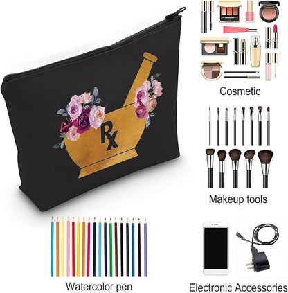 ZJXHPO Pharmacist Gift For Women RX Cosmetic Bag Pharmacist Graduation Gift Doctor Of Pharmacy Gift (BL RX-YM)
