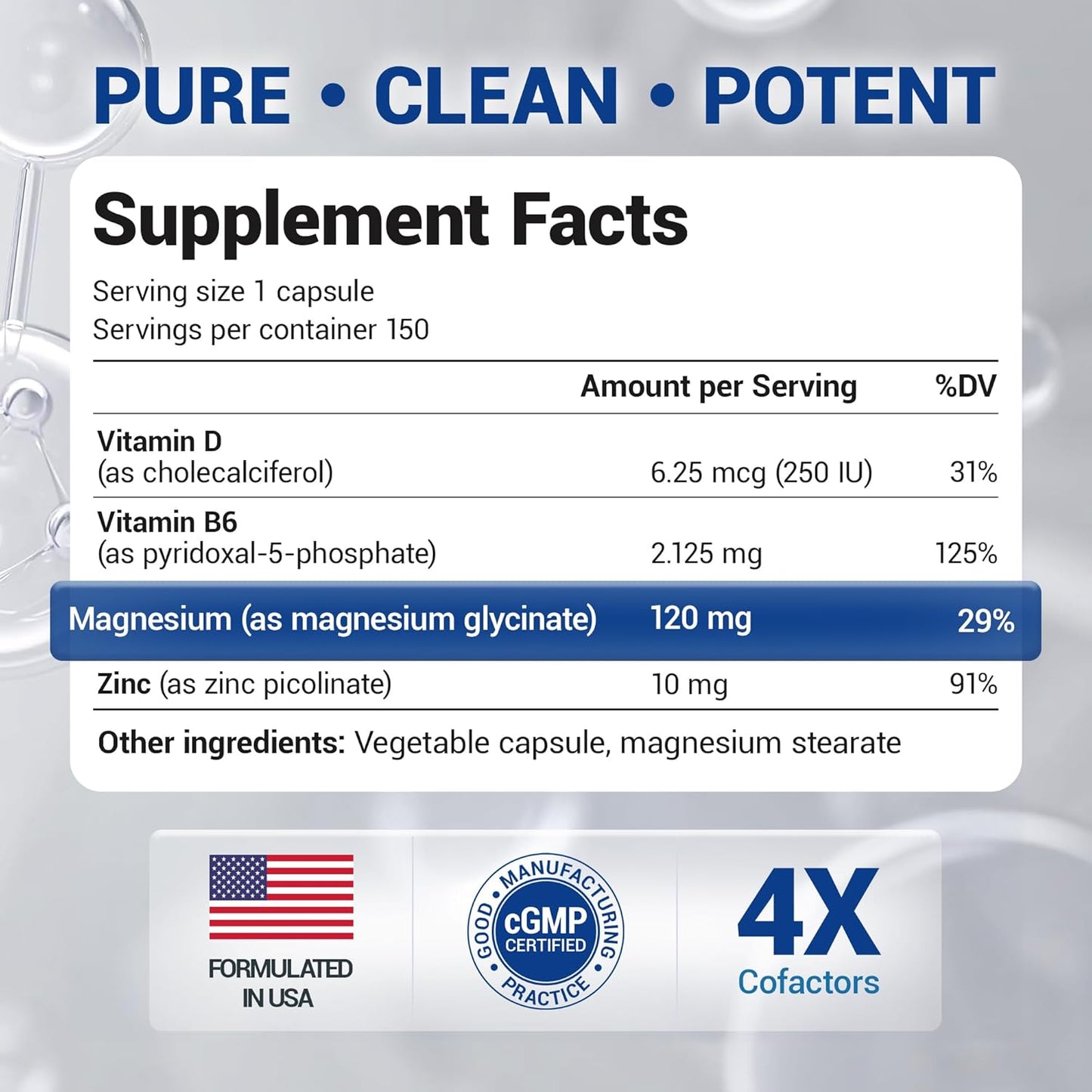 Dr. Berg Maximum Strength 4-in-1 Chelated Magnesium Glycinate with Clean, Potent & Pure Ingredients | 4X Lab-Tested & Verified | USA Formulated Magnesium Supplement Capsules | 150 Capsules