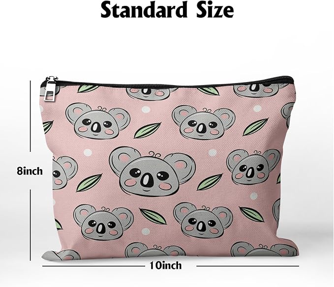 Cafl Cute Koala Face Makeup Bag Koala Cosmetic Bag for Women Large Capacity Make Up Bag Portable Travel Toiletry Pouch Organizer 10 * 8inch