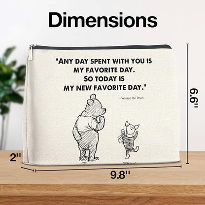 YeleY Pooh Bear Gifts for Women Girls, Inspirational Gifts Friendship Gift for Girls Women Friends, Classic Pooh Bear Makeup Bag Pooh Bear Cosmetic Bag