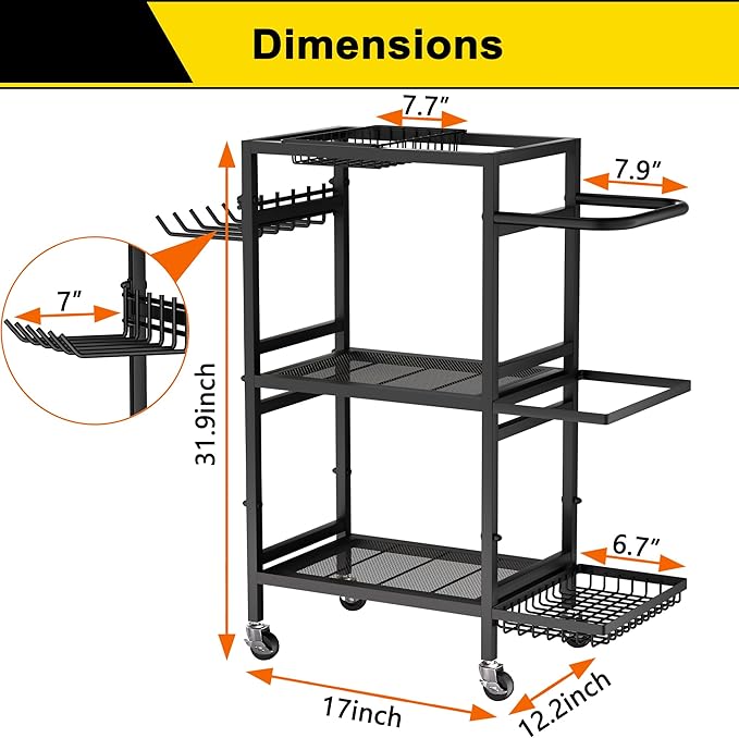 Home Gym Storage Rack, 3 Tier Yoga Mat Storage Rack with Wheel for Yoga Lover, Exercise Equipment and Workout Equipment Organizer, Yoga Mat Holder for Yoga Mats, Foam Roller and Dumbbells