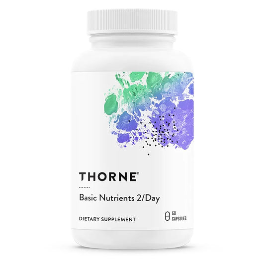 THORNE - Basic Nutrients 2/Day - Comprehensive Daily Multivitamin with Optimal Bioavailability - Vitamin & Mineral Formula - Gluten, Dairy & Soy-Free - 60 Capsules - 30 Servings