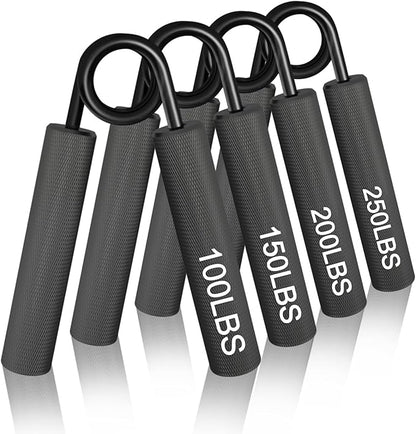 Grip Strength Trainer 4 Pack (100 150,200,250lbs), Metal