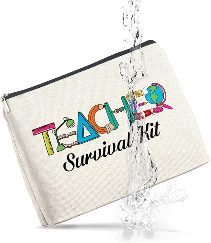 Teacher Survival Kit Makeup Bag Teacher Gifts for Women, Gifts for Teachers Zipper Makeup Pouch