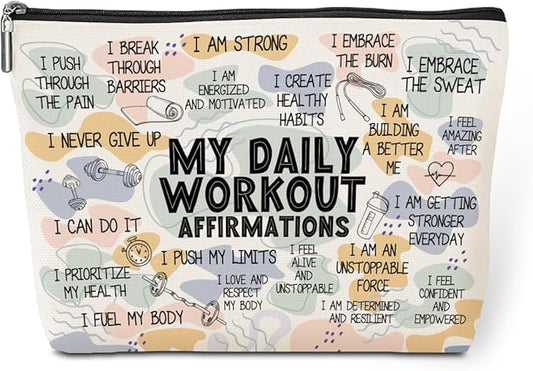 Daily Affirmations for Women Makeup Bag Workout Gifts for Women Encouragement Inspirational Mental Health Gifts for Female Friend Coworker Birthday Friendship Mothers Day Nurse Day Travel Toiletry Bag