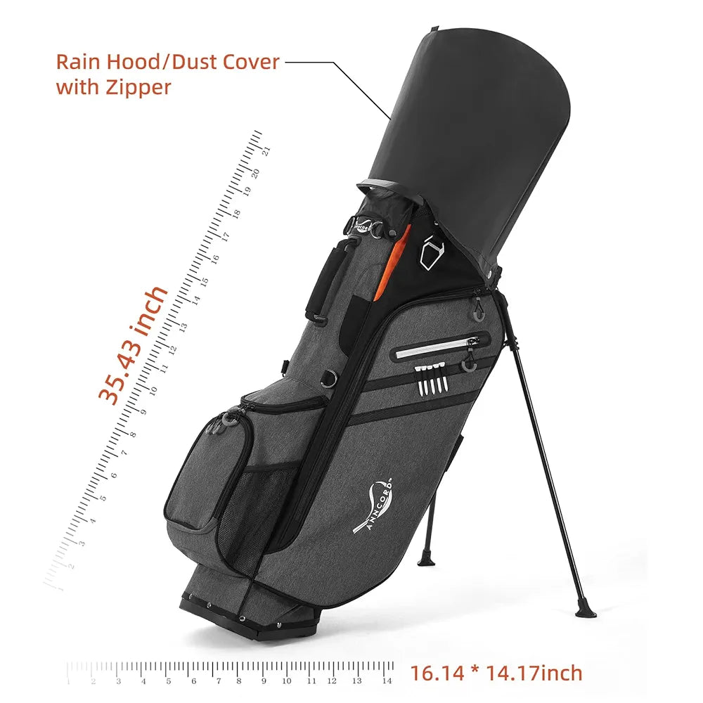 Golf Stand Bag 14 Way Top Dividers Full-Length with Stand, 7 Pockets, Lightweight Golf Bag for Men, Dual Strap, Rain Hood, Portable Golf Club Bag for Men Women