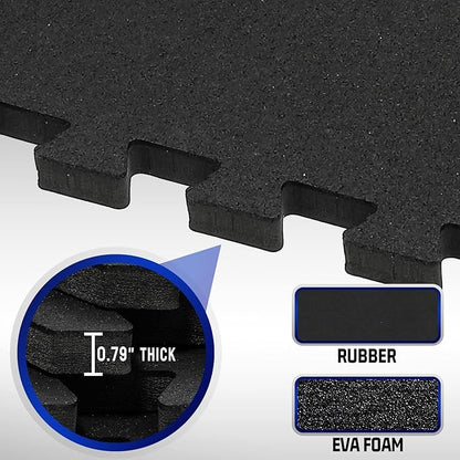 SUPERJARE 0.79 Inch Gym Flooring for Home Gym 6 Tiles