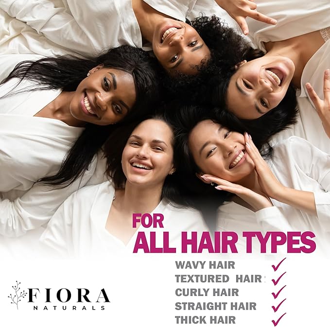 Fiora Naturals Bio-friendly Hair Detangler, Round Brush, and Comb Set for Women - All Hair Types: Natural, Fine & Curly - Ideal for Detangling and Blow Drying
