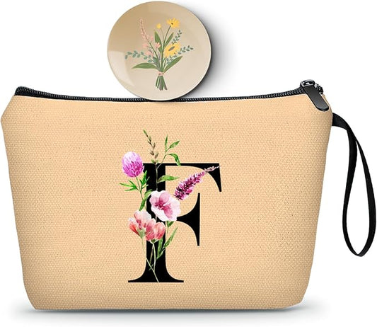 SEAMOON Birthday Thank You Appreciation Monogrammed Gifts for Mom Aunt Teacher Sister Friend Coworkers Bride Bridesmaid Makeup Cosmetic Bag with Mirror Mothers Day Christmas Graduation F