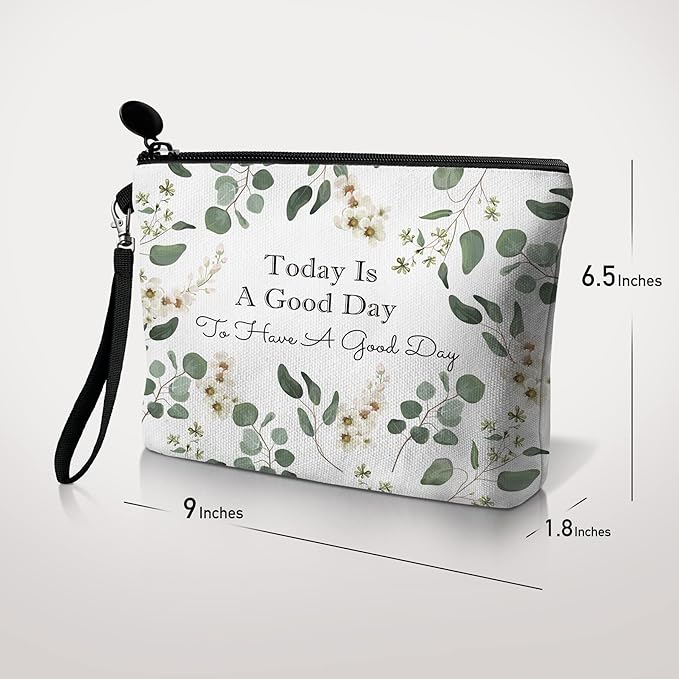 Hglian Eucalyptus Travel Makeup Bag Cosmetic Bags,Inspirational Pouch for Purse Toiletry Accessories Organizer,Gifts for Women