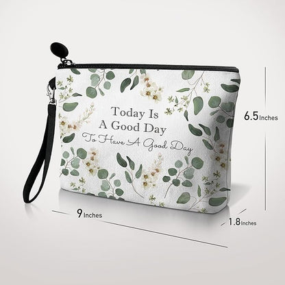 Hglian Eucalyptus Travel Makeup Bag Cosmetic Bags,Inspirational Pouch for Purse Toiletry Accessories Organizer,Gifts for Women