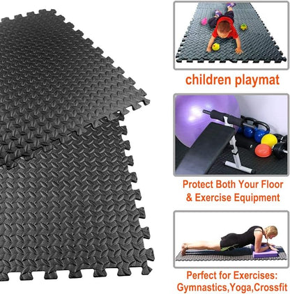 Exercise Mats Puzzle Foam Mats Gym Flooring Mat 20 SQ.FT (20pcs Black