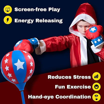 Punching Bag for Kids Ages 3-8 Yrs | Kids Punching Bag with Boxing Gloves | Height Adjustable | Ideal Christmas and Birthday Gift | Boys Toys Age 3 4 5 6 7 8