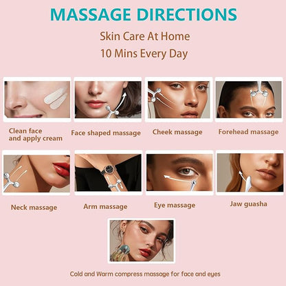3D Facial Roller Massager Tools with Ice Ball for Tightening and Puffiness,Eye Roller for Puffy Eyes,Face Skin Care Tool for Wrinkles and Lifting for Women