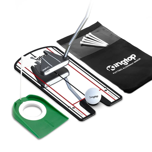 KINGTOP Golf Putting Mirror - Alignment Putting Training Aids for Consistency & Accuracy - Ideal for Indoor | Outdoor Practice, with Carry Bag and Golf Tees