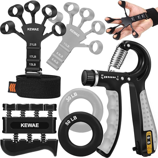 Grip Strength Trainer Kit 6 Pack with Finger Exerciser