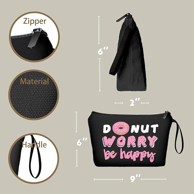 Donut Inspirational Gifts for Women, Snack Makeup Bags, Funny Birthday Present for Friend, Daughter, Sister, Bff, Christmas