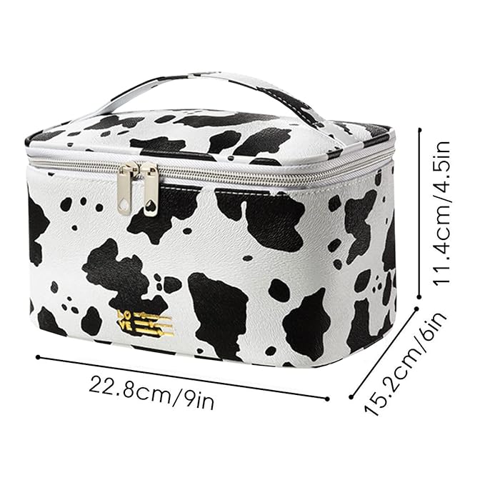 KITENROM Portable Makeup Bag Cow Printed Cosmetic Bags for Women Medium Pouch Case Purse Make Up Organization Waterproof (Print Cow)