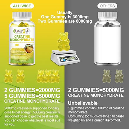 Creatine Monohydrate Gummy Gifts for Men Women, Multiple Creatine Supplement with 200mg Ashwagandha & Magnesium & Zinc for Muscle Builder & Strength, Energy, Pre Workout,Gym Accessories