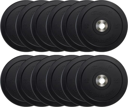CAP Barbell 2-Inch Olympic Bumper Plate Weight Set 100-370 lbs