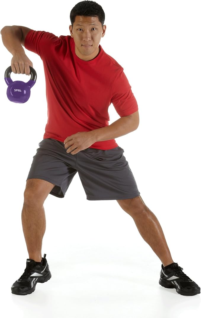 SPRI Kettlebell Weights Deluxe Cast Iron Vinyl Coated