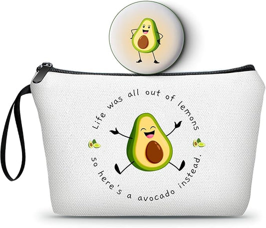 Funny Avocado Girls Birthday Inspirational Gifts for Women Teen Friends Purse Makeup Bag with Mirror Christmas