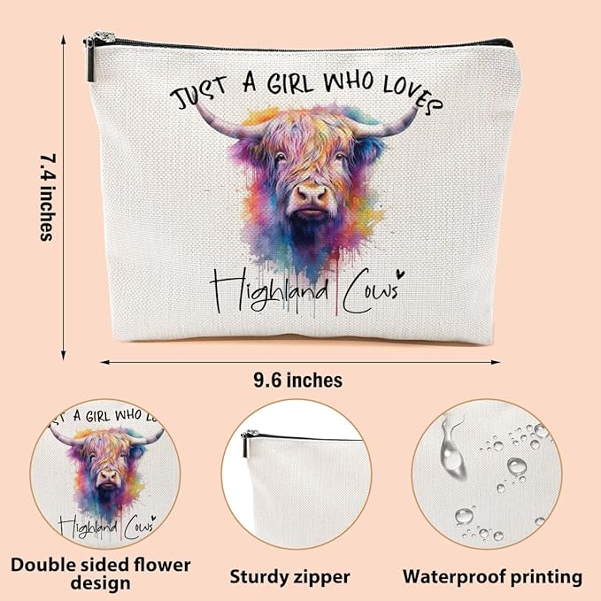Cow Gifts for Women, Western Makeup Bag Cow Print Stuff Cosmetic Bag Travel Organizer Bags Makeup Pouch, Christmas Birthday Animal Lovers Gifts for Women Girls Friends