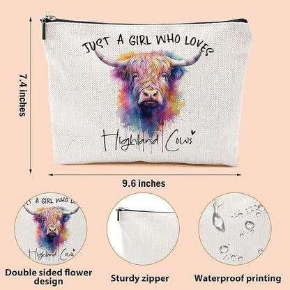Cow Gifts for Women, Western Makeup Bag Cow Print Stuff Cosmetic Bag Travel Organizer Bags Makeup Pouch, Christmas Birthday Animal Lovers Gifts for Women Girls Friends