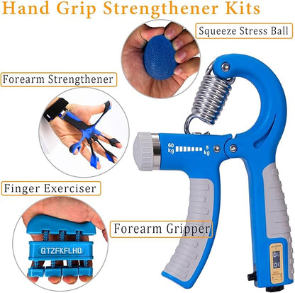 Grip Strength Trainer with Forearm Strengthener Recover(5 PCS)