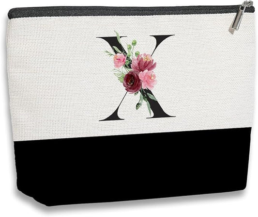 Initial Makeup Bag, Personalized Gifts for Women, Personalized Makeup Bag, Bridesmaid Gifts, Cosmetic bags for Women (Letter X)