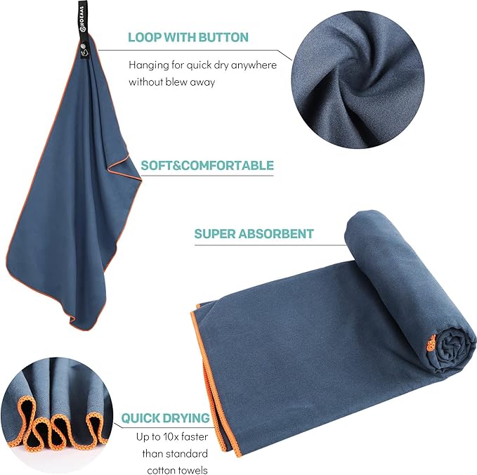 HOEAAS 2 Pack Microfiber Camping Towels
