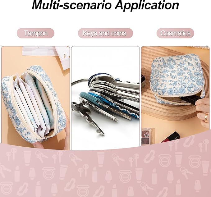Small Makeup Bag for Purse,Quilted Cosmetic Pouch, Mini Make up Bags with Compartments Inside, Cute Cosmetic Organizer for Women, Travel Toiletry Bag