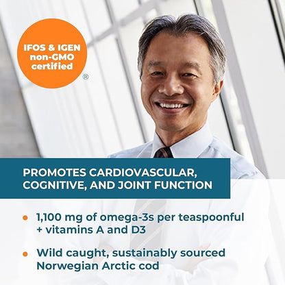 Carlson - Cod Liver Oil, 1100 mg Omega-3s, Plus Vitamins A and D3, Wild Caught Norwegian Arctic Cod Liver Oil, Sustainably Sourced Nordic Fish Oil Liquid, Green Apple, 250 mL (8.4 Fl Oz)
