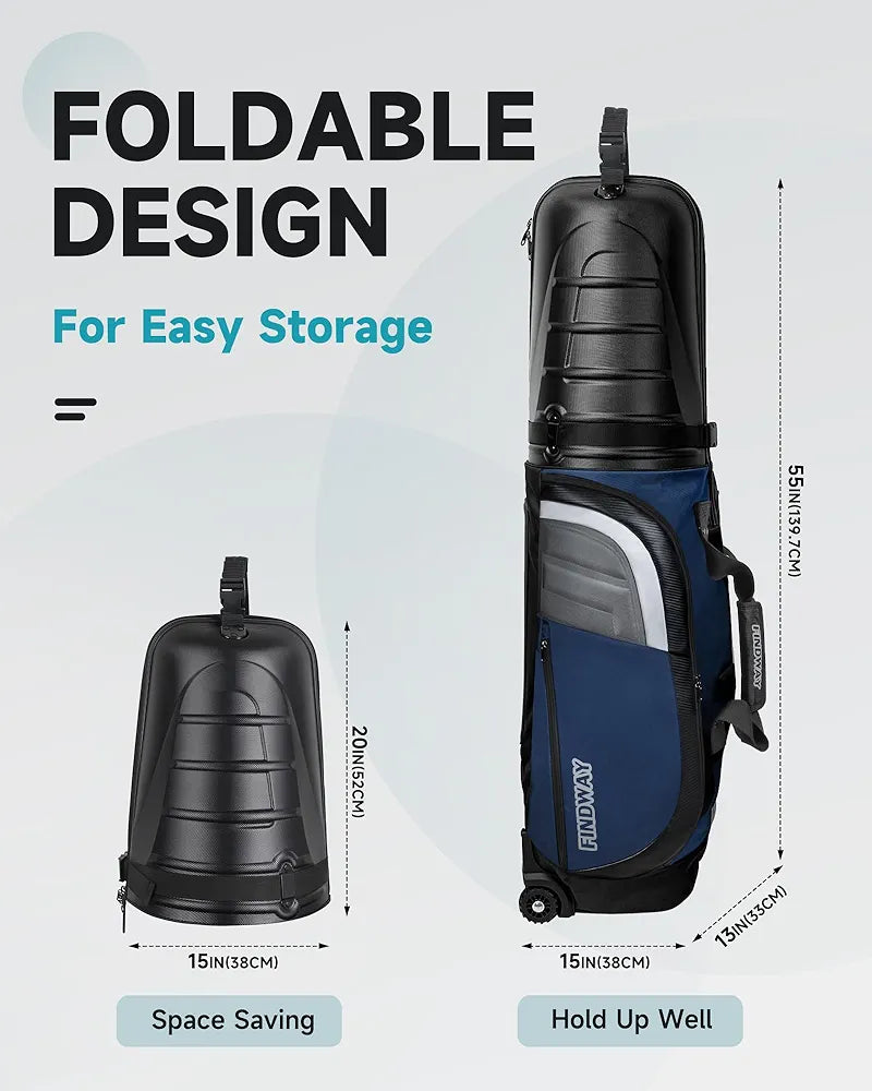 findway Golf Travel Bags for Airlines with Wheels and ABS Hard Case Top, Protect Your Clubs, Waterproof 1680D Oxford Fabric and Oversize Tank Wheels, Lightweight and Easy to Maneuver