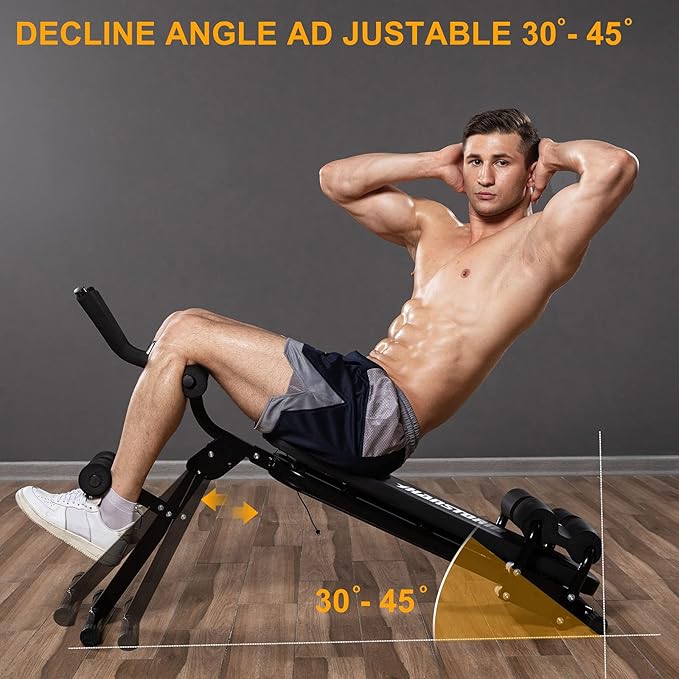 HANSTORM Adjustable Folding Sit Up Bench Workout
