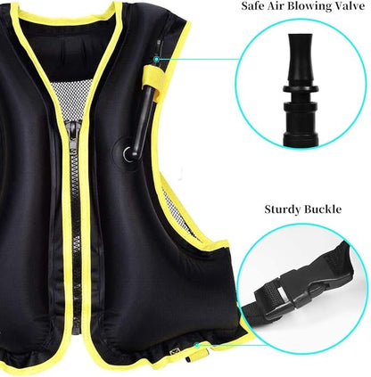 OMOUBOI Snorkel Vests Adults Inflatable Floatage Jackets Lightweight Kayak Buoyancy Vest Portable Floatage Vests for Diving Surfing Swimming Outdoor Water Sports (Suitable for 90-220lbs)