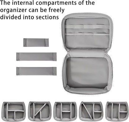 Shiny Puffy Makeup Bag Large Capacity Travel Water-proof Toiletry Bag Drop-proof Digital Product Organizer (Silver, L and M)