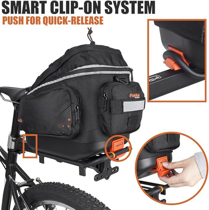 Ibera PakRak Quick-Release Mini Commuter Bike Trunk Bag and Seat-Post Bicycle Carrier Rack Combo