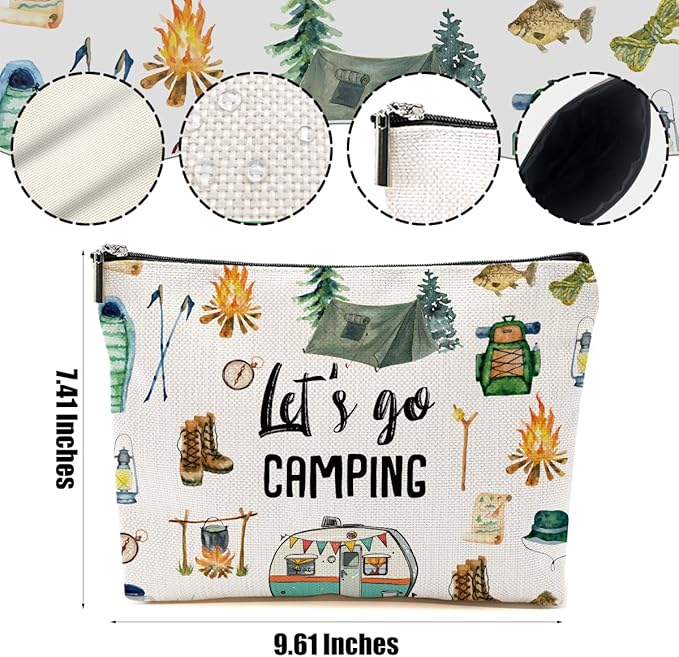 Camping Gifts Makeup Bag Camping Gift Cosmetic Bag Camping Accessories for Women Girls Camping Lovers Friend Sister Daughter Travel Organizer Zipper Pouch Graduation Birthday Friendship Gifts