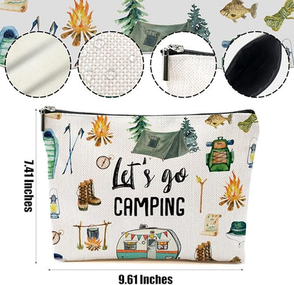 Camping Gifts Makeup Bag Camping Gift Cosmetic Bag Camping Accessories for Women Girls Camping Lovers Friend Sister Daughter Travel Organizer Zipper Pouch Graduation Birthday Friendship Gifts