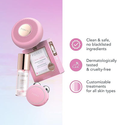 FOREO BEAR mini Microcurrent Facial Device + UFO mini 2 Face Mask Treatment + SERUM 1 fl. oz. + 6 UFO Power Activated Masks Skin Supremes Holiday Set