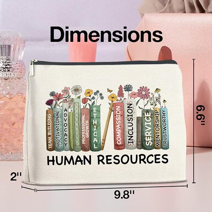 Human Resources Gifts for Women Makeup Bag Thank You Gift for Human Resources HR Cosmetic Bag Zipper Makeup Pouch