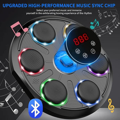Music Boxing Machine for Adults, 2025 Smart Bluetooth Music Beat Sync Punching Machine with Gloves, 12 Speeds and 12 Modes Colorful Light Beat Resistant Target Boxing Equipment for Home Office Gym Use
