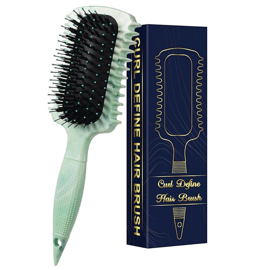 Curl Defining Brush, Volume Curly Hair Brush Products for Effortlessly Detangling Shaping and Styling Women's Men's Curls on All Wet or Dry Hair Types, Reduces Frizz (Marble Green)