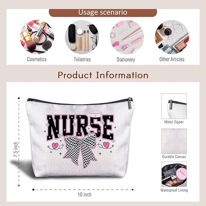 Coquette Nurse Makeup Bag - Nurse Gifts, Cosmetic Bag, Graduation Zippered Bag for Women